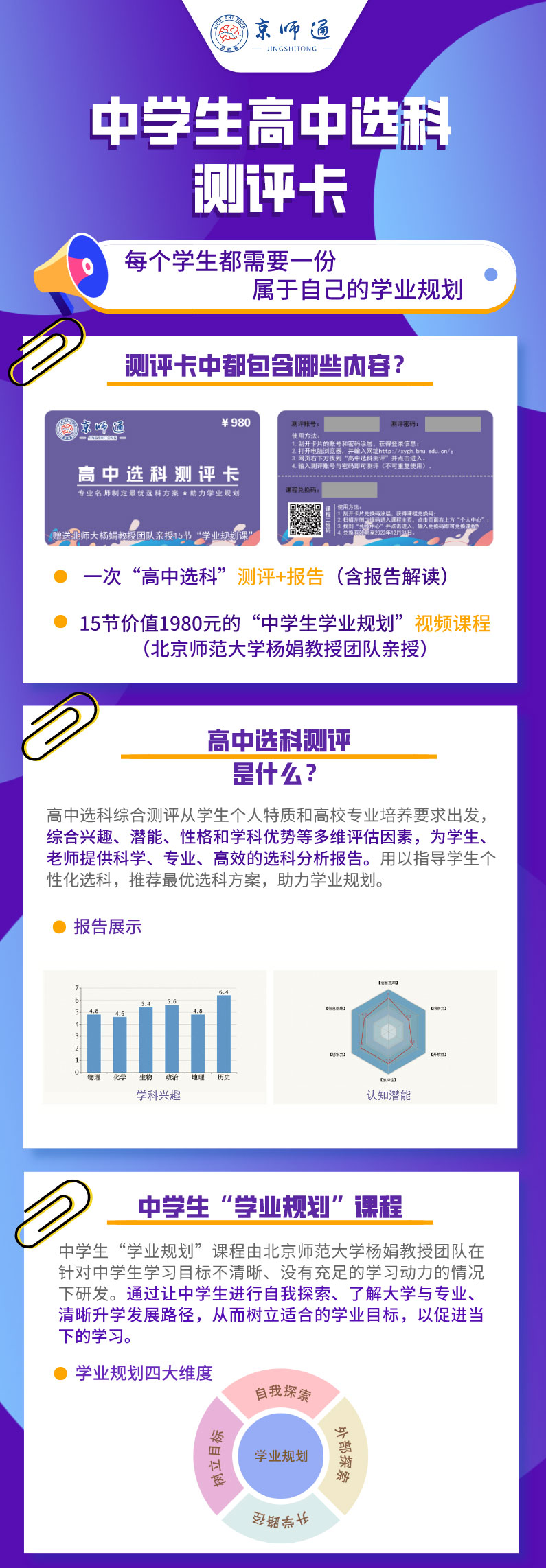 高中选科测评卡